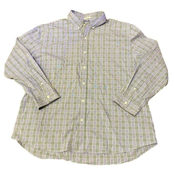 HAWKER RYE regular fit blue and green plaid button front shirt - XXL short - Picture 1 of 4